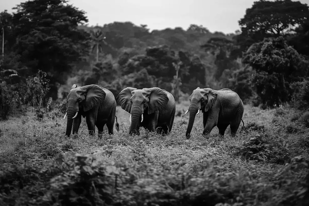 Best investment opportunities in nature for 2025_A scenic view of elephants roaming through the lush forests of Cameroon_visual 9-3 1