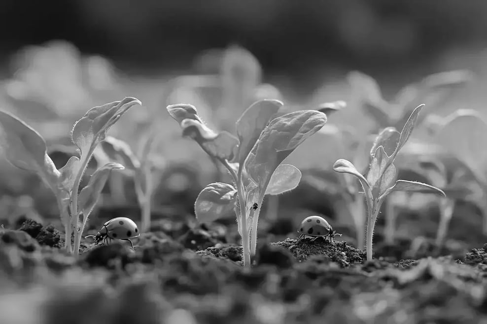 Best investment opportunities in nature for 2025_Close-up of vegetable seedlings and ladybugs—natural pest predators_visual 7-3 1