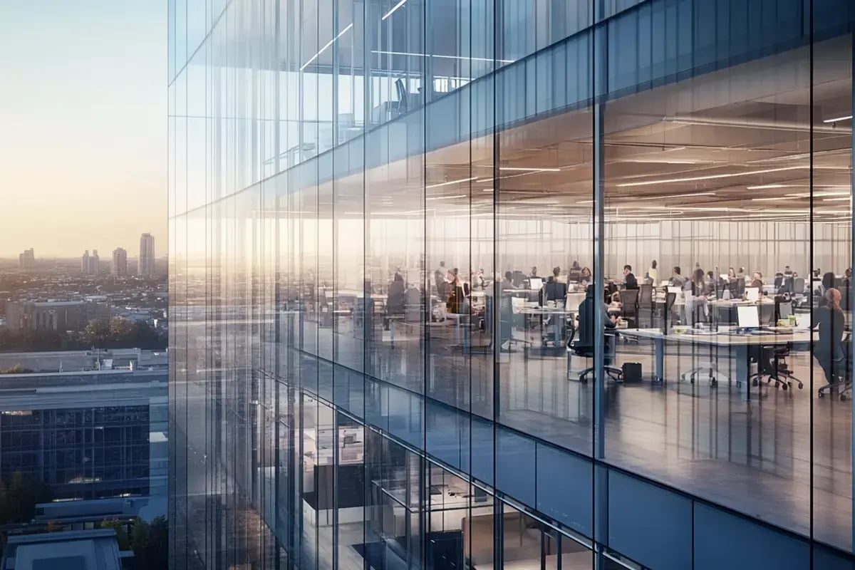 Top 10 long-term investments_A view of a large office building in a big city_visual 4